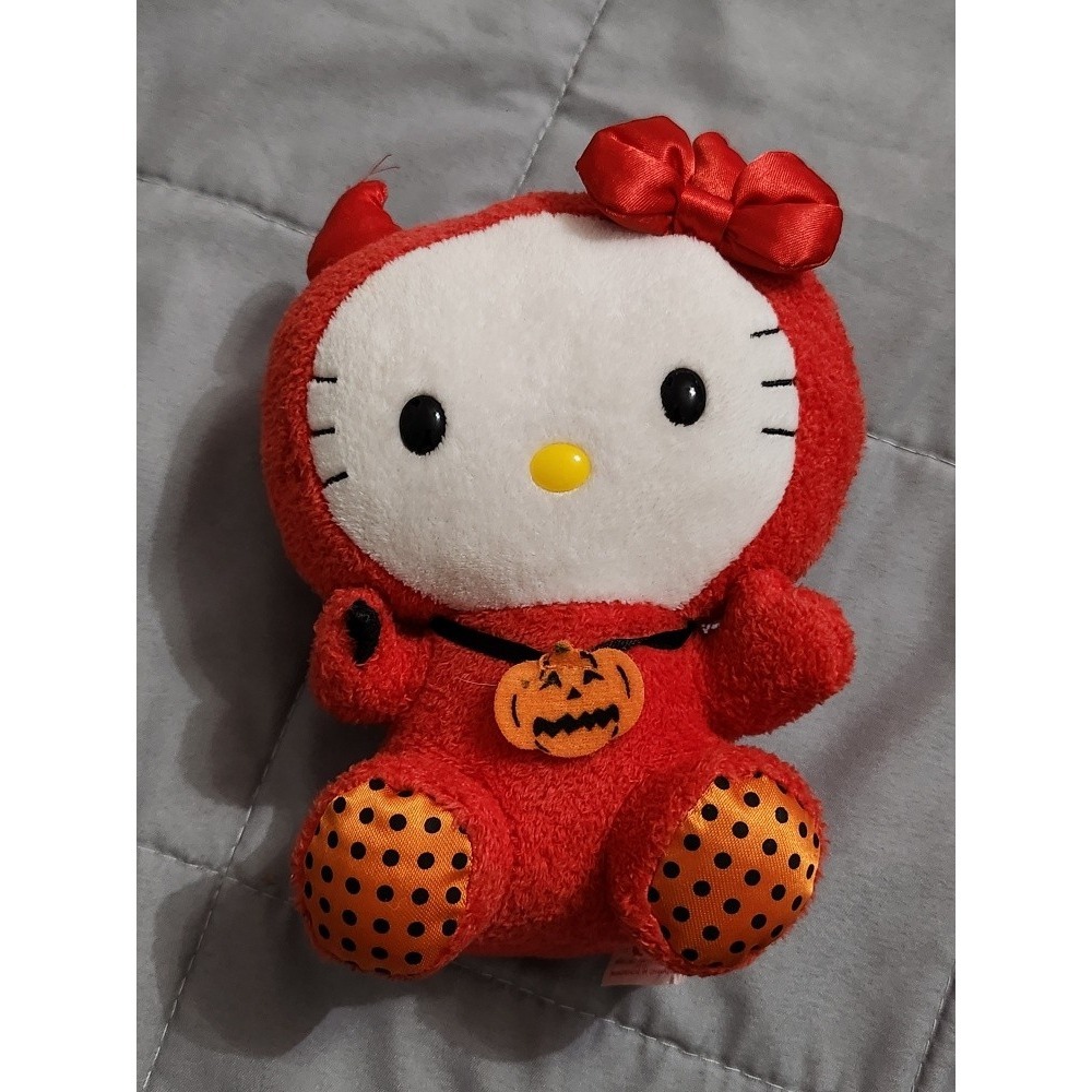Ty Beanie Baby Hello Kitty Halloween Devil Plush Red Pumpkin Sanrio 6 Inch - Picture 1 of 2